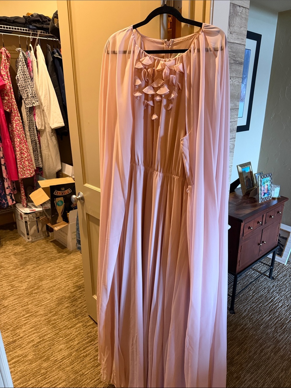 Sachin + Babi Dusty Blush Ruffle-Front Maxi Dress